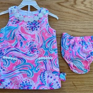 Lilly Pulitzer Pink and Blue Swirl Dress with Bloomers